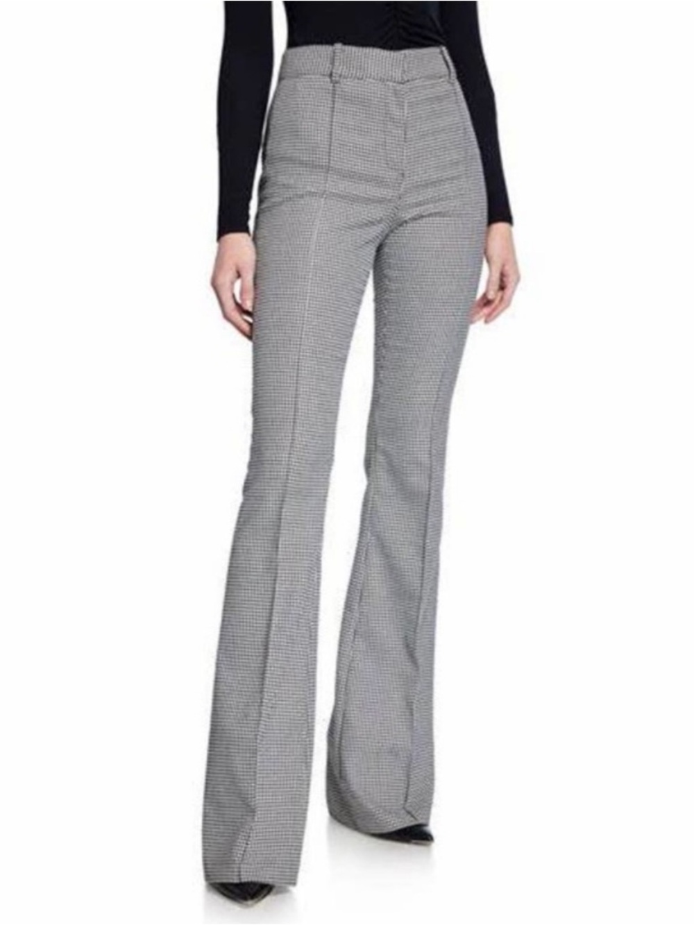 Veronica Beard Size 12 Black & White Houndstooth Hibiscus High-Rise Pants